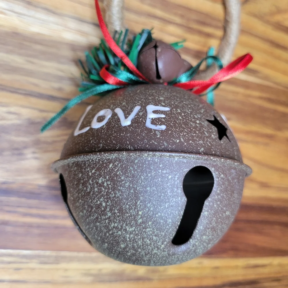 Rustic Christmas Peace Love Joy Door‎ Knocker Holiday Ornament Bell